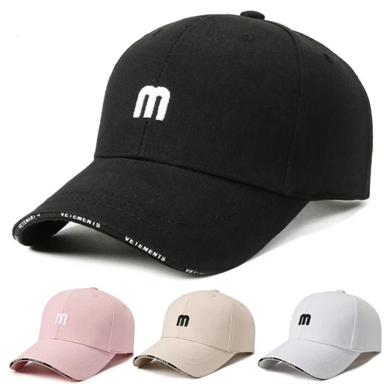 M-Buchstabe, Baumwoll-Baseballkappe, verstellbarer Träger, gewaschene bestickte Sonnen-Dad-Mütze für Männer und Frauen, Golf-Hüte